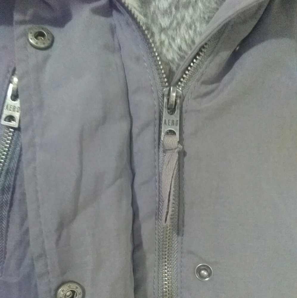 Aeropostale Khaki Green Coat with Faux Fur Hood - Picture 2 of 6